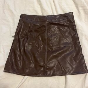Brown Faux Leather Mini Skirt